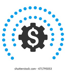 Financial Sphere Shield Options icon. Vector style is bicolor flat iconic symbol with rounded angles, blue and gray colors, white background.