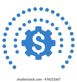 Financial Sphere Shield Options icon. Vector style is flat iconic symbol with rounded angles, cobalt color, white background.