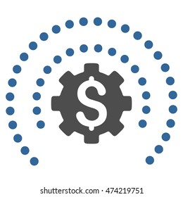 Financial Sphere Shield Options icon. Vector style is bicolor flat iconic symbol with rounded angles, cobalt and gray colors, white background.
