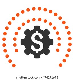 Financial Sphere Shield Options icon. Vector style is bicolor flat iconic symbol with rounded angles, orange and gray colors, white background.