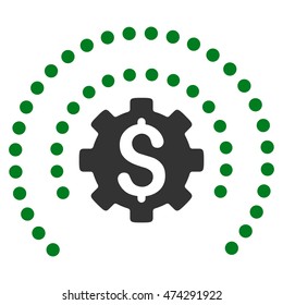 Financial Sphere Shield Options icon. Vector style is bicolor flat iconic symbol with rounded angles, green and gray colors, white background.