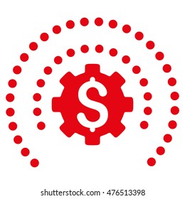Financial Sphere Shield Options icon. Vector style is flat iconic symbol with rounded angles, red color, white background.