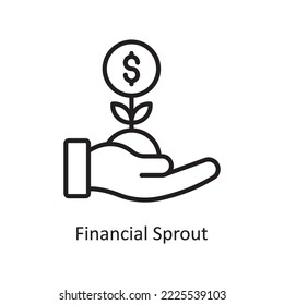 Financial Sprout Vector Outline Icon Design illustration. Business and Finance Symbol on White background EPS 10 File