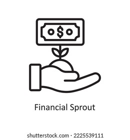 Ilustración de diseño de iconos de esquema de vector de salida financiera. Símbolo de negocio y finanzas sobre el fondo blanco Archivo EPS 10