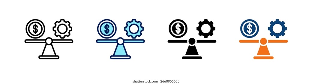 Finanzstabilität Alles in einem Symbol Multi Styles Vektor Set
