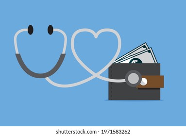 Financial stability checks in the wallet, Vector illustration in flat style