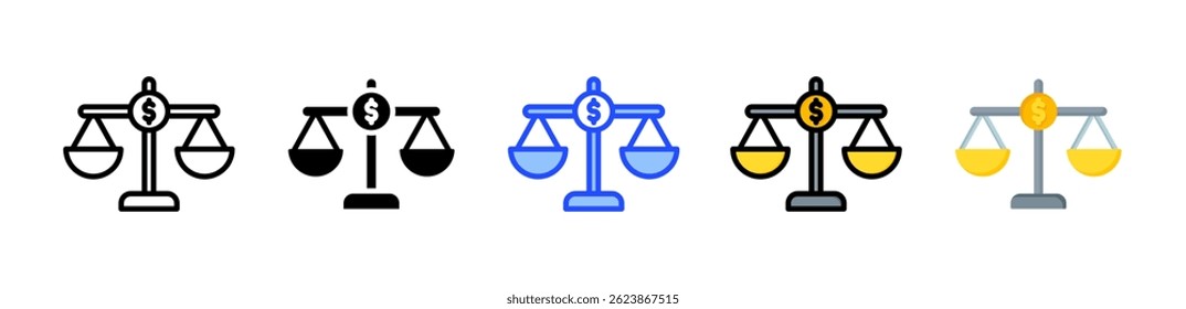 Coleção de Ícones de Estabilidade Financeira com Vários Estilos
