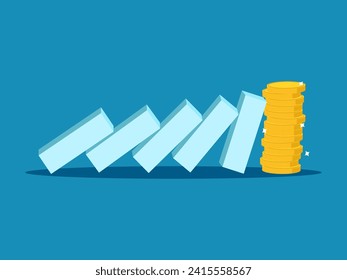 Financial stability and investment. coin remains balanced and stops the falling dominoes