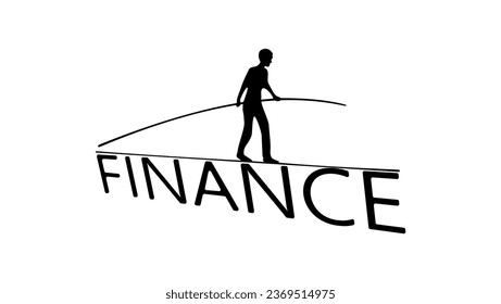 Financial stability, risk or trust, economic challenge, balance or reliability, money management, security or wealth accumulation concept, tightrope walker walks along the ropes of finance