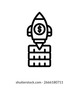 Ilustración vectorial de esquema de icono de inicio financiero