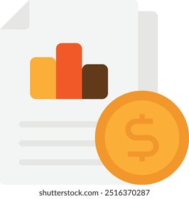 Financial Statement Accounting Icon Vector Flat Illustration