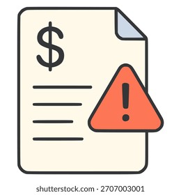 financial statement alert flat color vector illustration template design