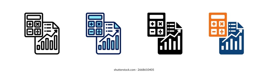 Finanzausweis Alles in einem Symbol Multi Styles Vektor-Set