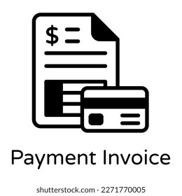 Financial statement and atm card, solid icon off payment invoice 