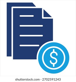 Demonstrativo Financeiro: Ilustração do Vetor de Ícone Azul Plano