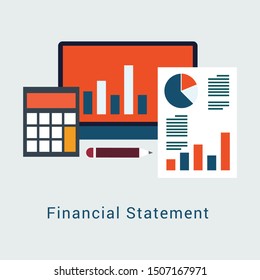 Financial Statement Flat Design Gray Background Stock Vector (Royalty ...