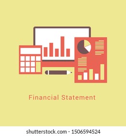 Financial Statement Flat Design Yellow Background Stock Vector (Royalty ...