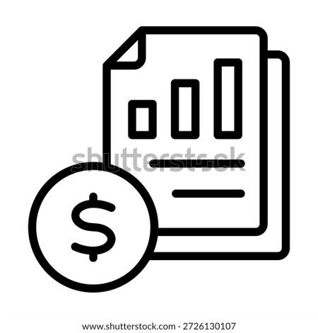 Financial Statement Icon - Black Outline Icons Style For Accounting and Business
