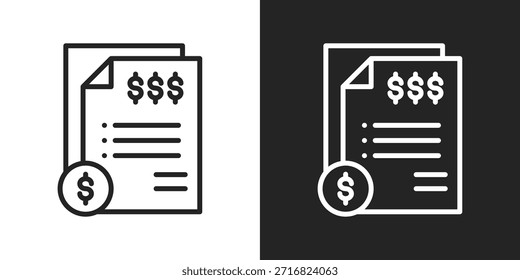 Ícone Do Demonstrativo Financeiro Em Estilo De Linha Preto-E-Branco