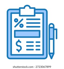 Ícone de Demonstrativo Financeiro Azul Dualtone Design Vetor Ilustração