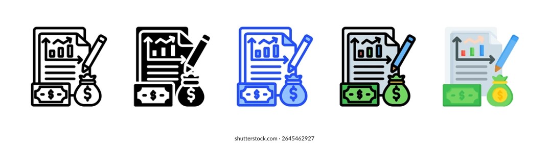 Financial Statement Icon Collection With Multiple Styles