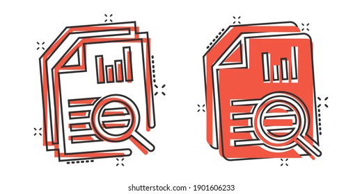 Financial statement icon in comic style. Result cartoon vector illustration on white isolated background. Report splash effect business concept.