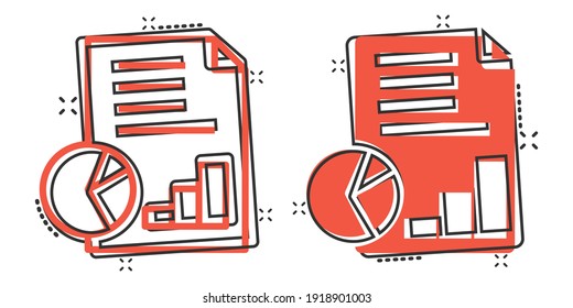 Financial statement icon in comic style. Document cartoon vector illustration on white isolated background. Report splash effect business concept.
