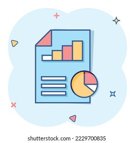 Financial statement icon in comic style. Document cartoon vector illustration on white isolated background. Report splash effect business concept.