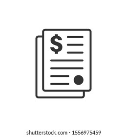 Financial statement icon in flat style. Document vector illustration on white isolated background. Report business concept.