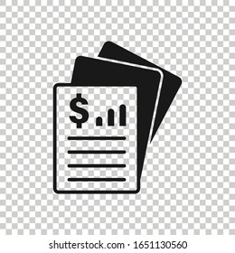 Financial statement icon in flat style. Document vector illustration on white isolated background. Report business concept.