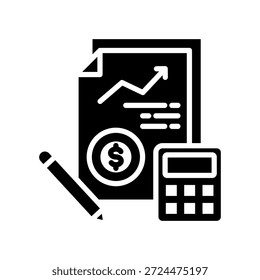 Ilustração do Vetor de Glifos do Ícone do Demonstrativo Financeiro