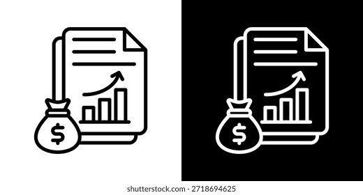 Financial Statement Icon Of Line Black And White Style