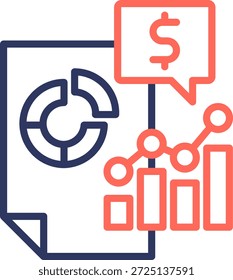 Ilustração do Vetor de Cor da Linha de Ícone do Demonstrativo Financeiro