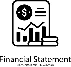 Financial statement icon in modern filled style 