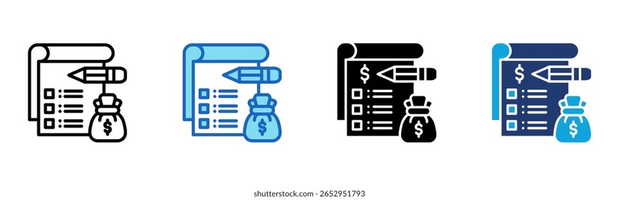Ícone do Demonstrativo Financeiro - Ilustração do Vetor de Vários Estilos