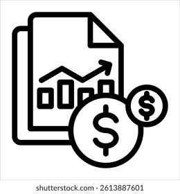 financial statement icon in outline style vector illustration