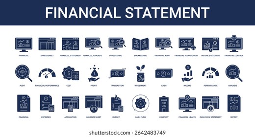 Conjunto de Ícones do Demonstrativo Financeiro Coleção