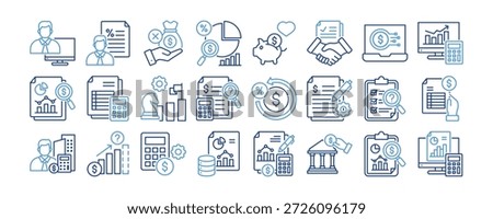 Financial Statement Icon Set For Design Elements, business, finance, accounting, analysis, calculator
