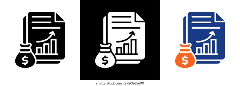 Ilustração do Vetor de Glifos do Conjunto de Ícones do Demonstrativo Financeiro