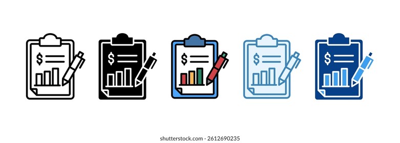 Financial Statement Icon Set Multiple Style Collection