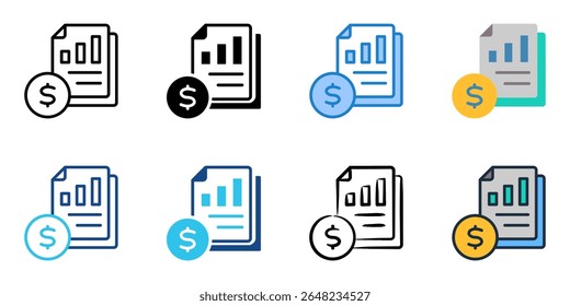 Financial statement icon set multiple style collection 
