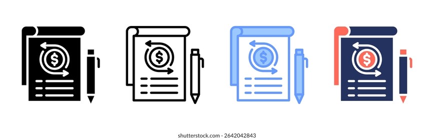 Financial Statement icon sheet multiple style collection