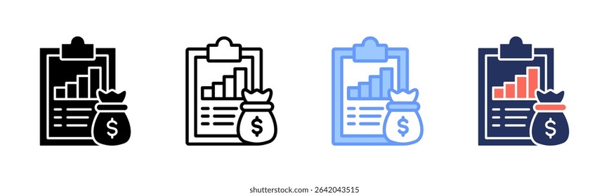 Financial Statement icon sheet multiple style collection