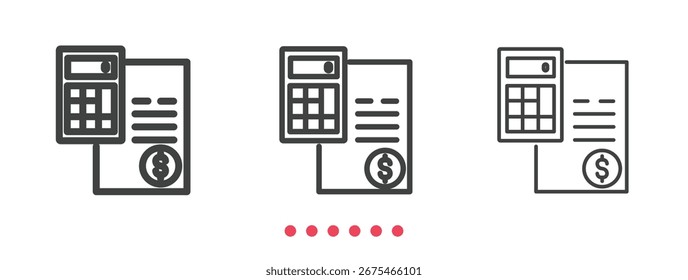 Financial statement icon. Thin line icon vector.
