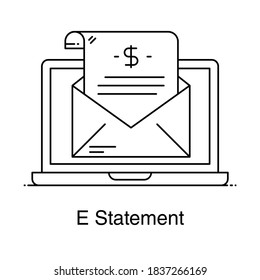 Financial Statement Inside Laptop Denoting Concept Of E Statement Icon