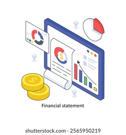 Financial statement isometric Colored illustration. EPS File stock illustration