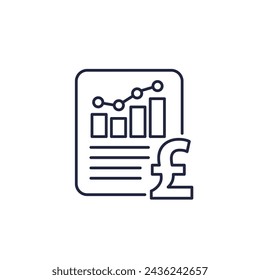Financial statement line icon with a pound