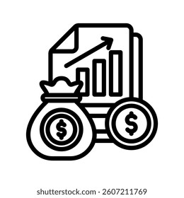 Financial Statement Line Vector Illustration On White Background.