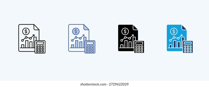 Ilustração vetorial de múltiplos ícones de demonstrativo financeiro