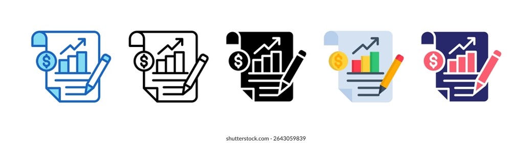 Conjunto De Ícones De Vários Estilos Do Demonstrativo Financeiro.